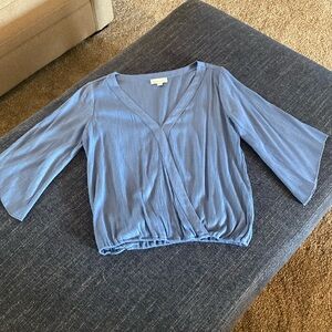 Veronica M wrap vneck blouse blue